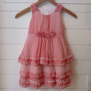 Isabella & Chloe Coral Ruffled Layered Dress Sz 4